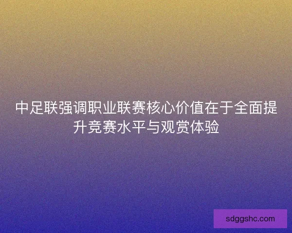 中足联强调职业联赛核心价值在于全面提升竞赛水平与观赏体验 中足联强调职业联赛核心价值在于全面提升竞赛水平与观赏体验